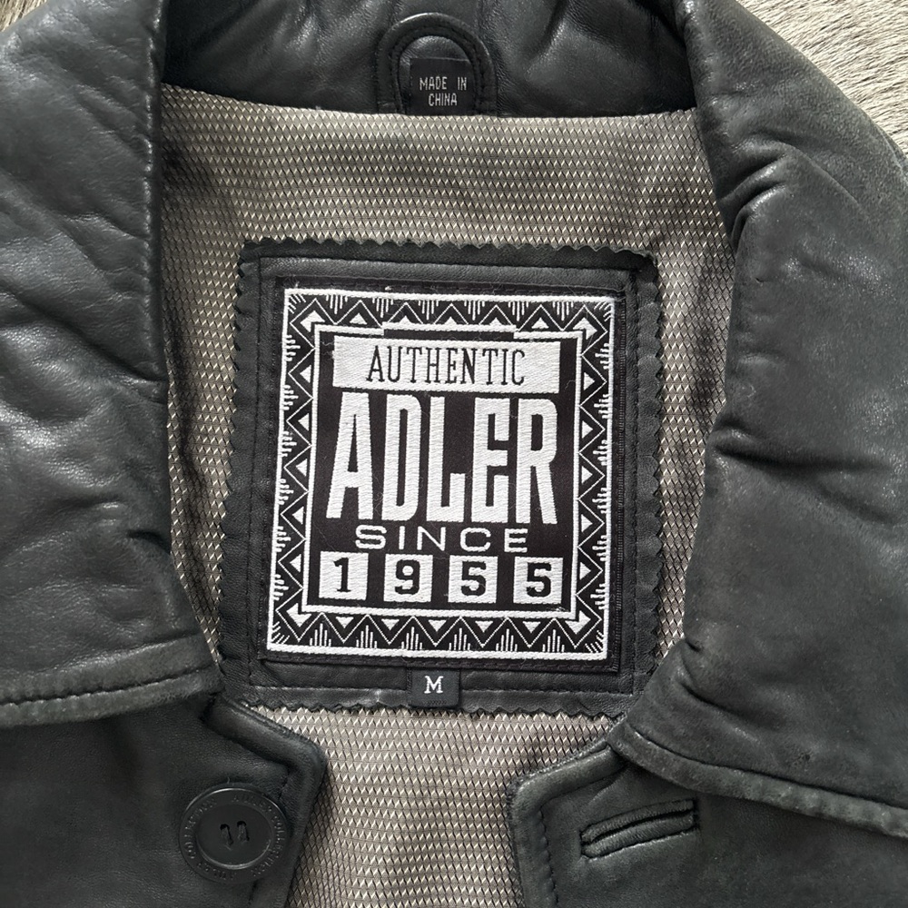 Men's black Leather Bomber Jacket - Picture 4 of 7